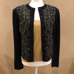 Elegant Black and Gold Women's Cardigan